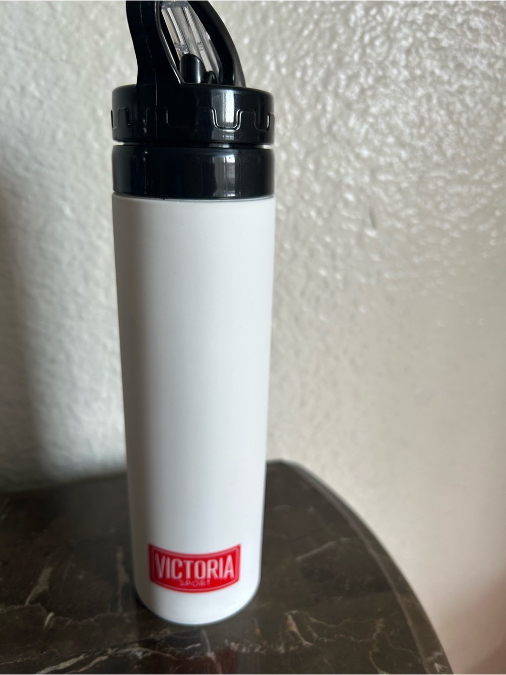 Victoria's Secret White Silicone Water Bottle with Red Logo